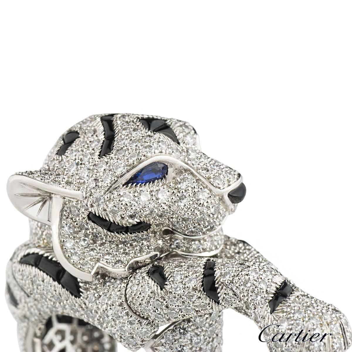 Cartier Pantheré Onyx Sapphire Diamond Platinum Ring 5