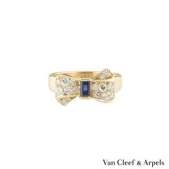Van Cleef & Arpels Sapphire Diamond Yellow Gold Bow Ring