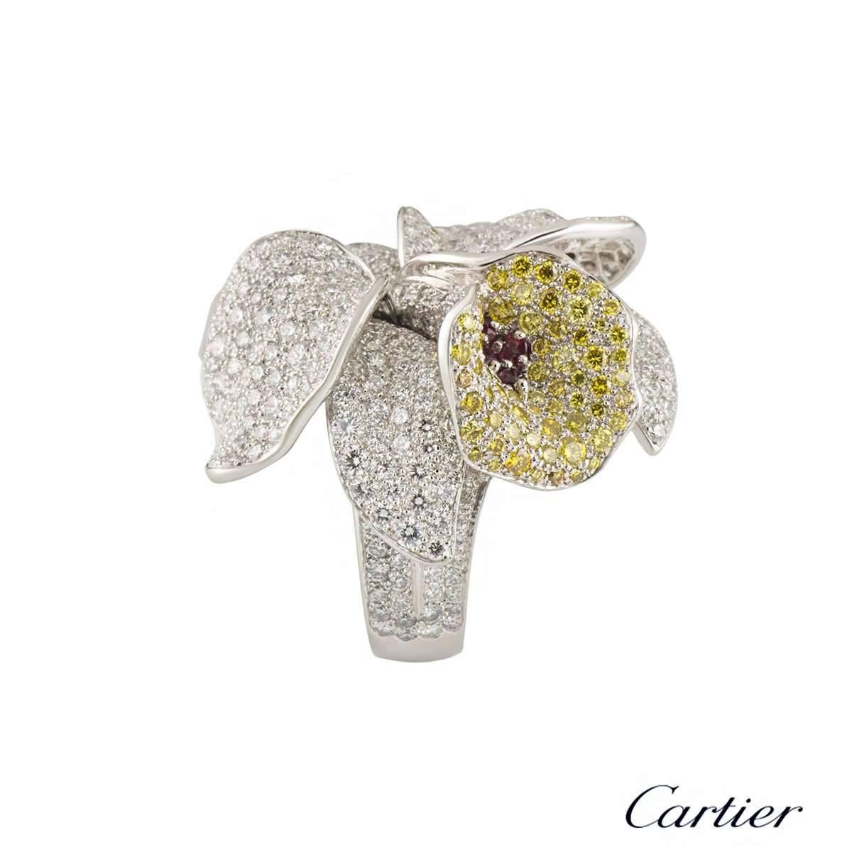 Cartier Caresse D'Orchidees Ruby Diamond Platinum Ring 2