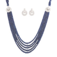 Diamond and Sapphire Bead Jewelry Suite 6