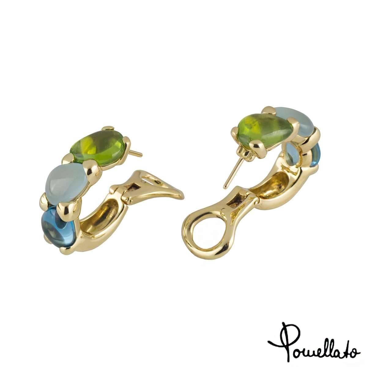Pomellato Yellow Gold Multi-Gemstone Saffi Earrings In Excellent Condition In London, GB