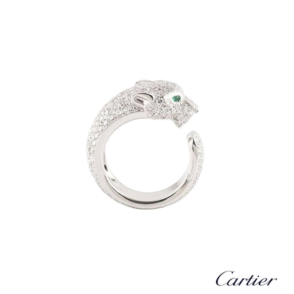 Cartier Panthere Diamond Emerald and Onyx Ring In Excellent Condition In London, GB