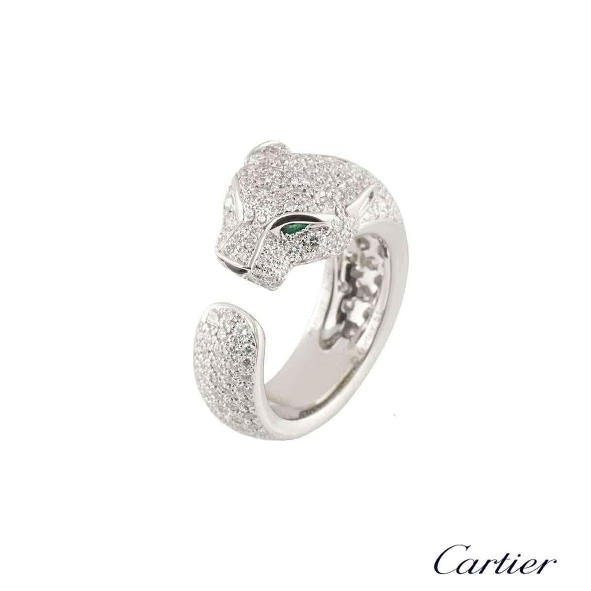 Women's Cartier Panthere Diamond Emerald and Onyx Ring