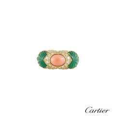 Cartier Coral Chrysoprase Diamond Ring