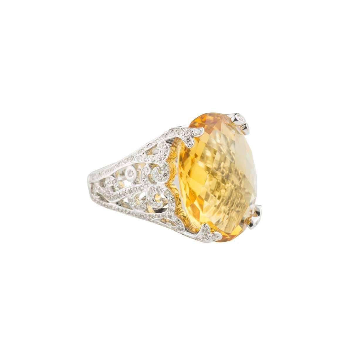 Citrine and Diamond Ring In New Condition In London, GB