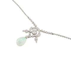 Antique Belle Époque Diamond and Opal Pendant