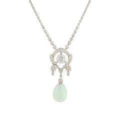 Antique Belle Époque Diamond and Opal Pendant