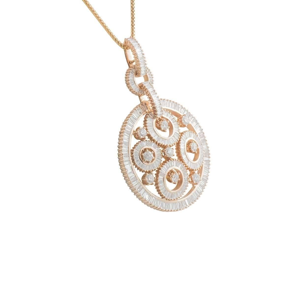 Striking Rose Gold Diamond Pendant In Excellent Condition In London, GB