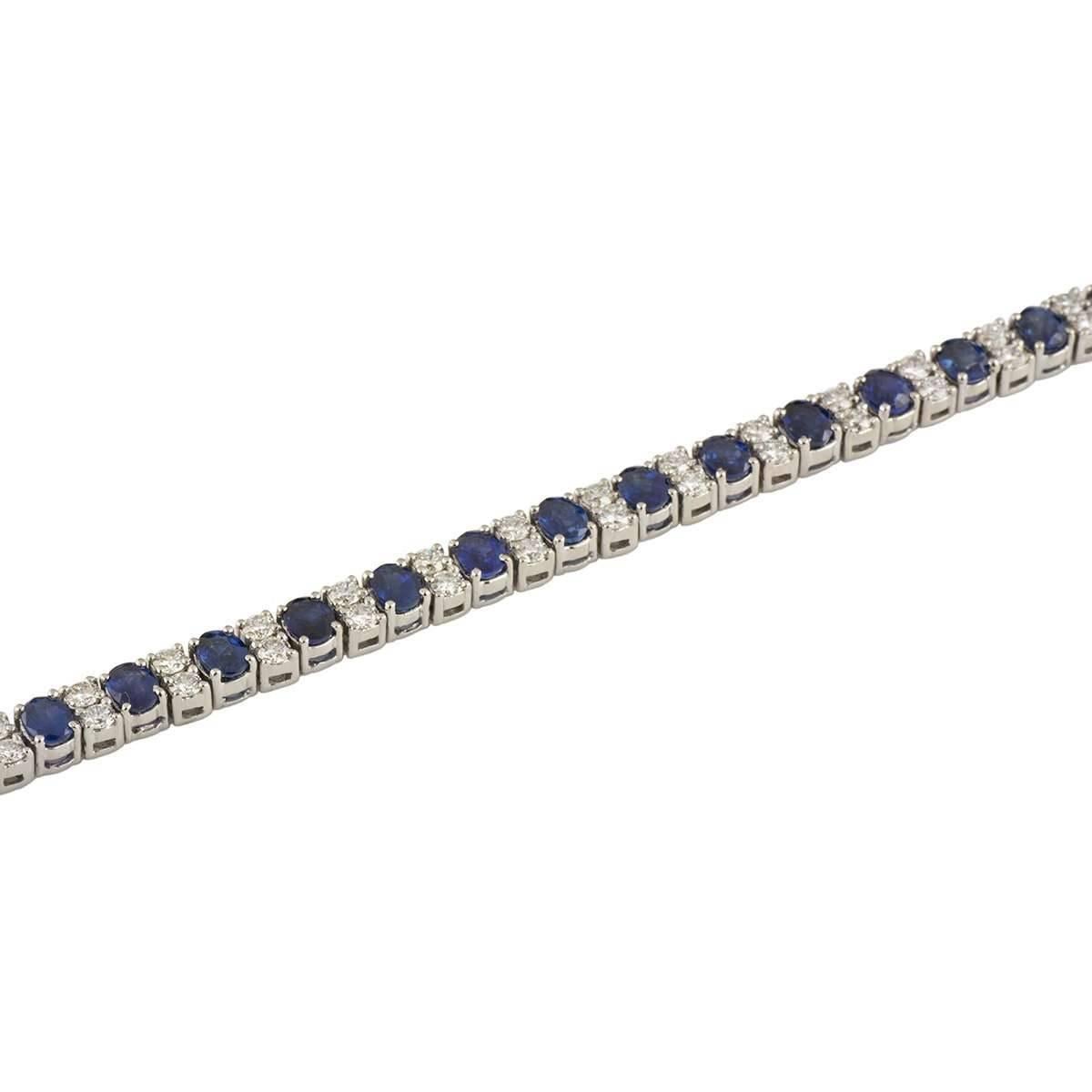 White Gold Diamond and Sapphire Bracelet In New Condition In London, GB