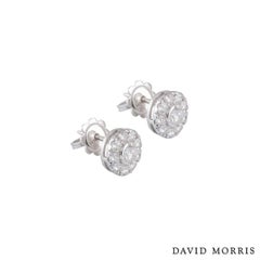 David Morris Diamond Cluster Earrings 1.14 Carat