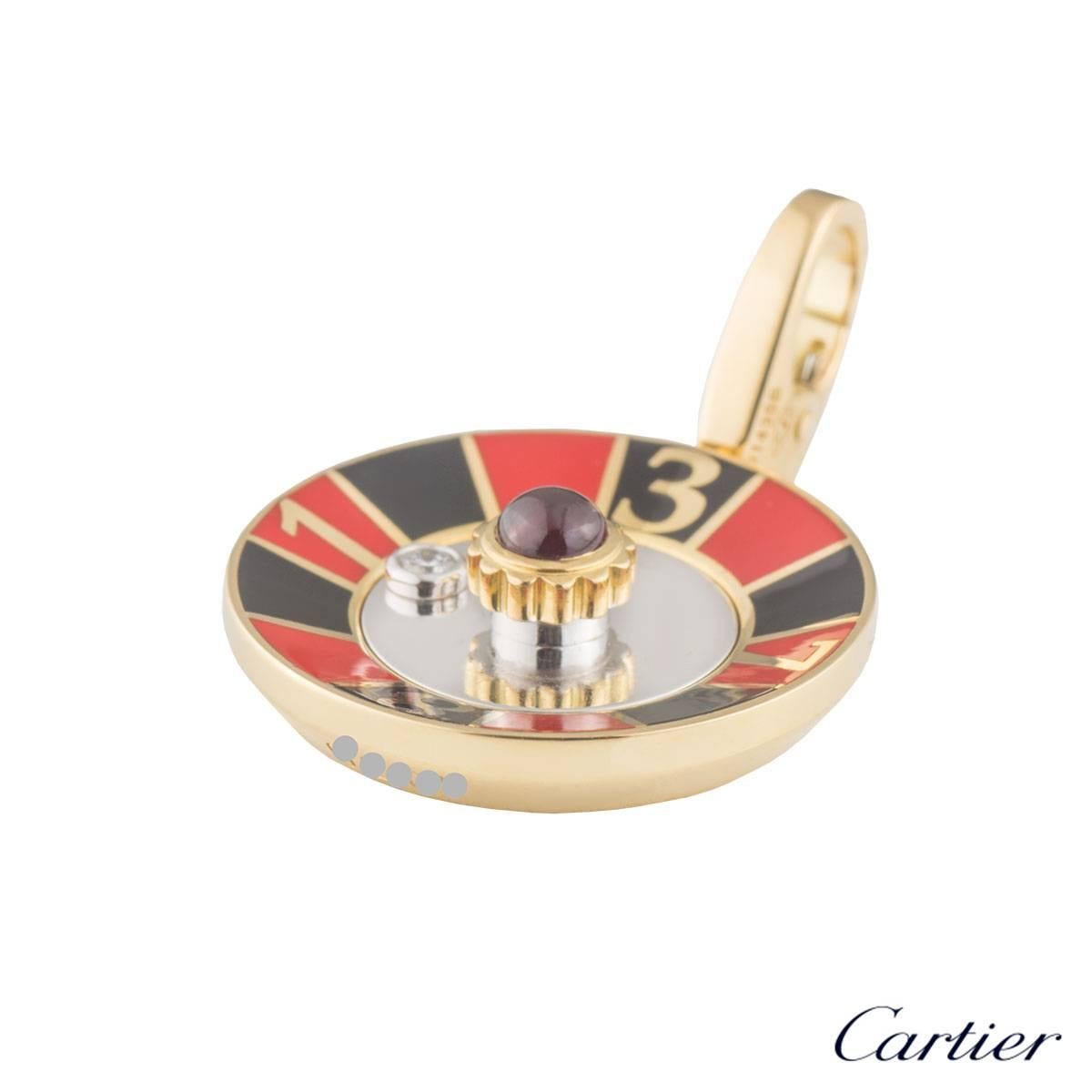 Cartier Limited Edition Diamond Ruby Roulette Charm In Excellent Condition In London, GB
