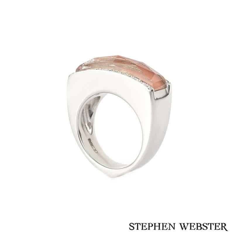 Stephen Webster Crystal Haze Coral and Diamond Ring In Excellent Condition In London, GB