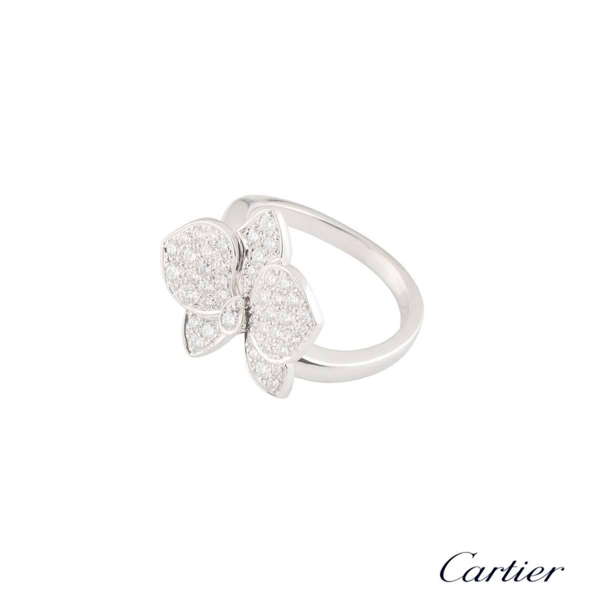 Cartier White Gold and Diamond D'Orchidees Ring In Excellent Condition In London, GB