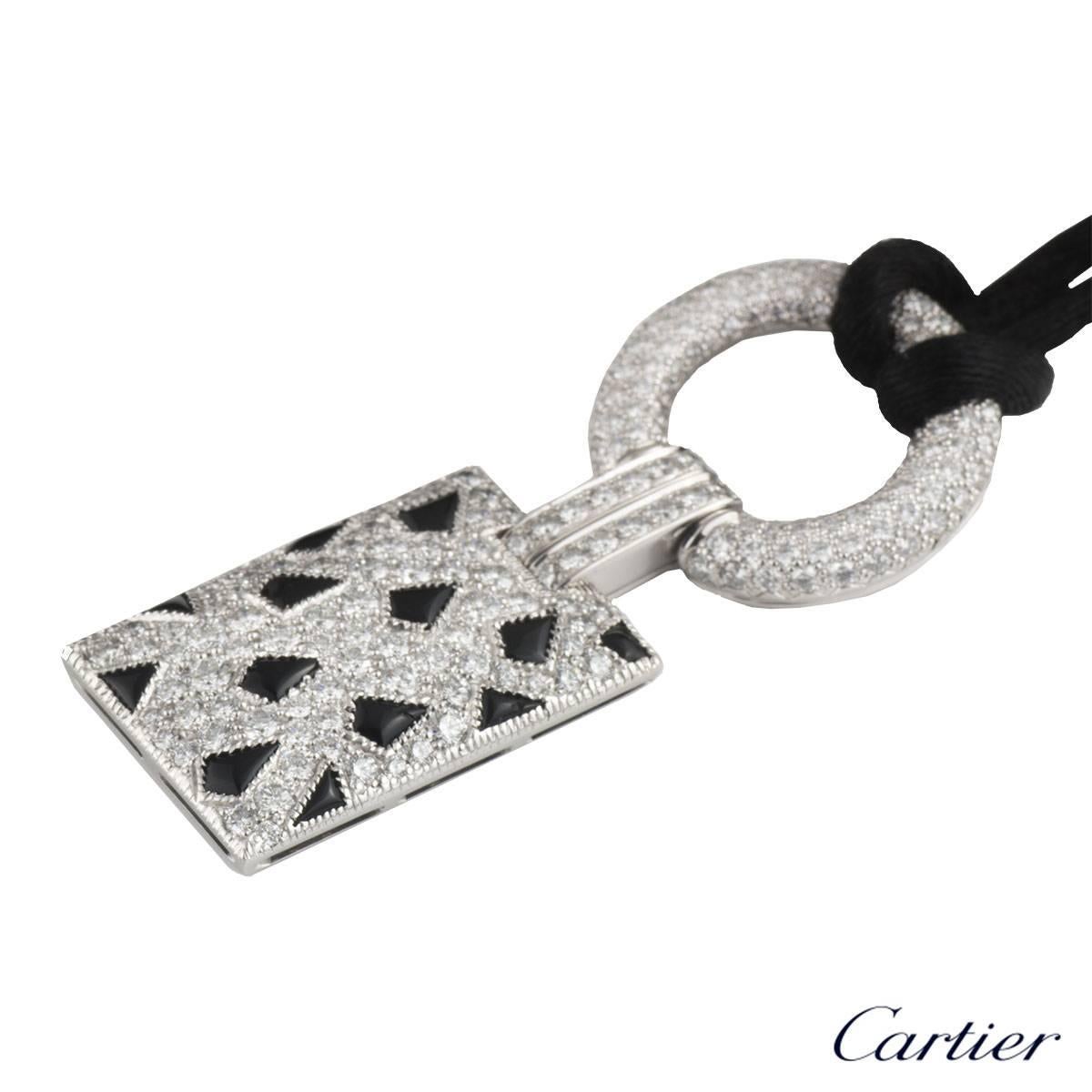 Cartier White Gold Diamond and Onyx Panthere Necklace In Excellent Condition In London, GB