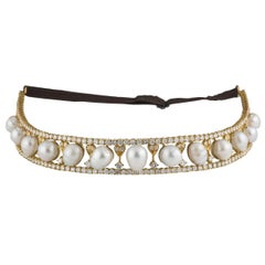 Diamond Pearl Gold Tiara