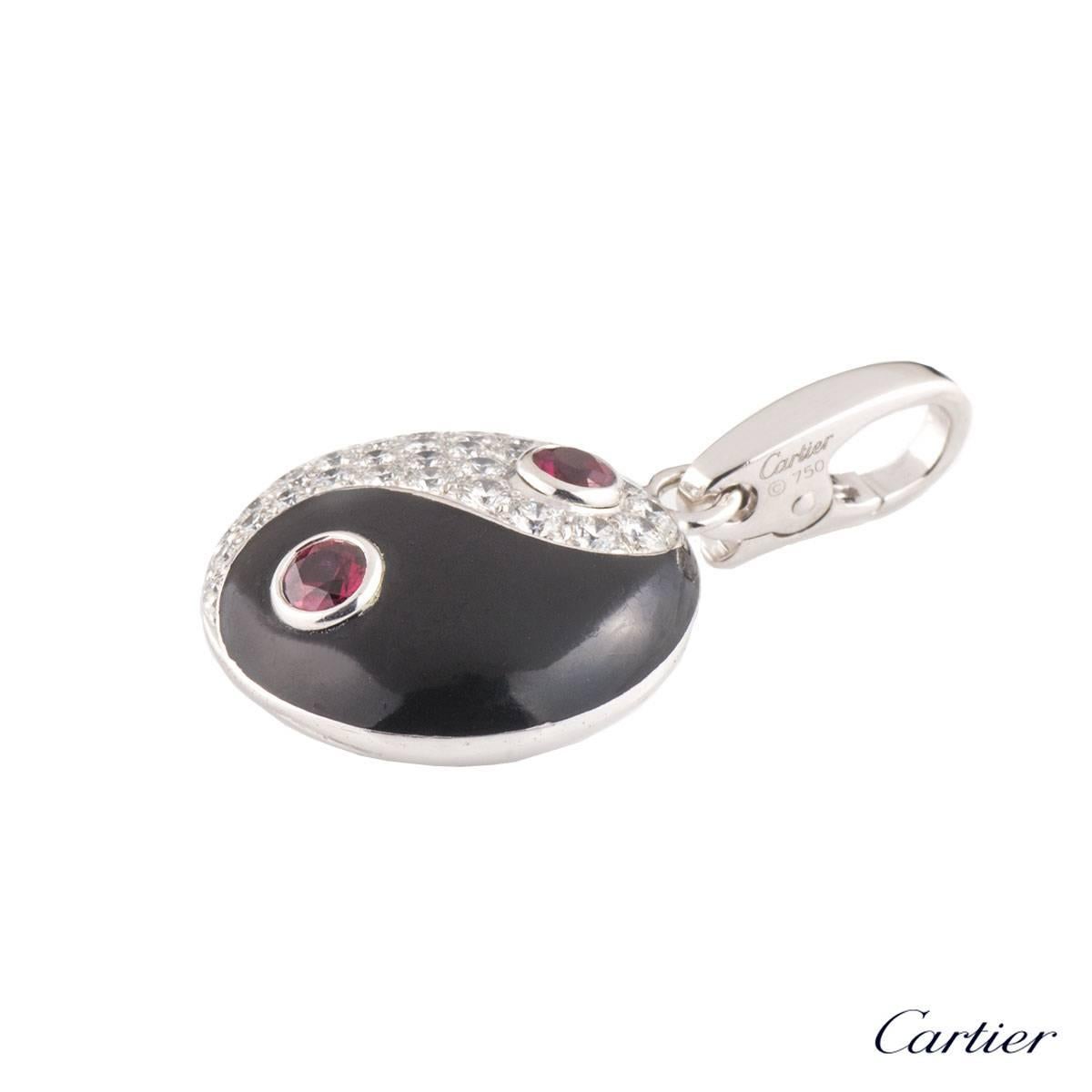 Cartier Diamond, Ruby and Enamel Ying Yang Charm In Excellent Condition In London, GB