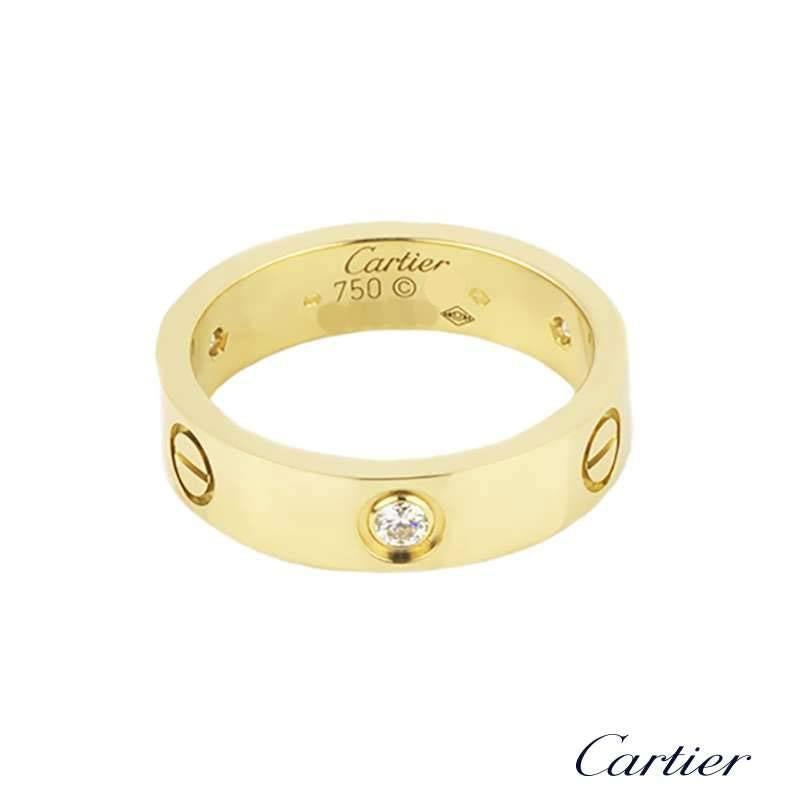 Cartier Yellow Gold Half Diamond Love Ring In Excellent Condition In London, GB