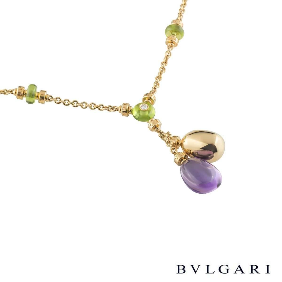 Bulgari Yellow Gold Multi-Gemstone Mediterranean Necklace In Excellent Condition In London, GB