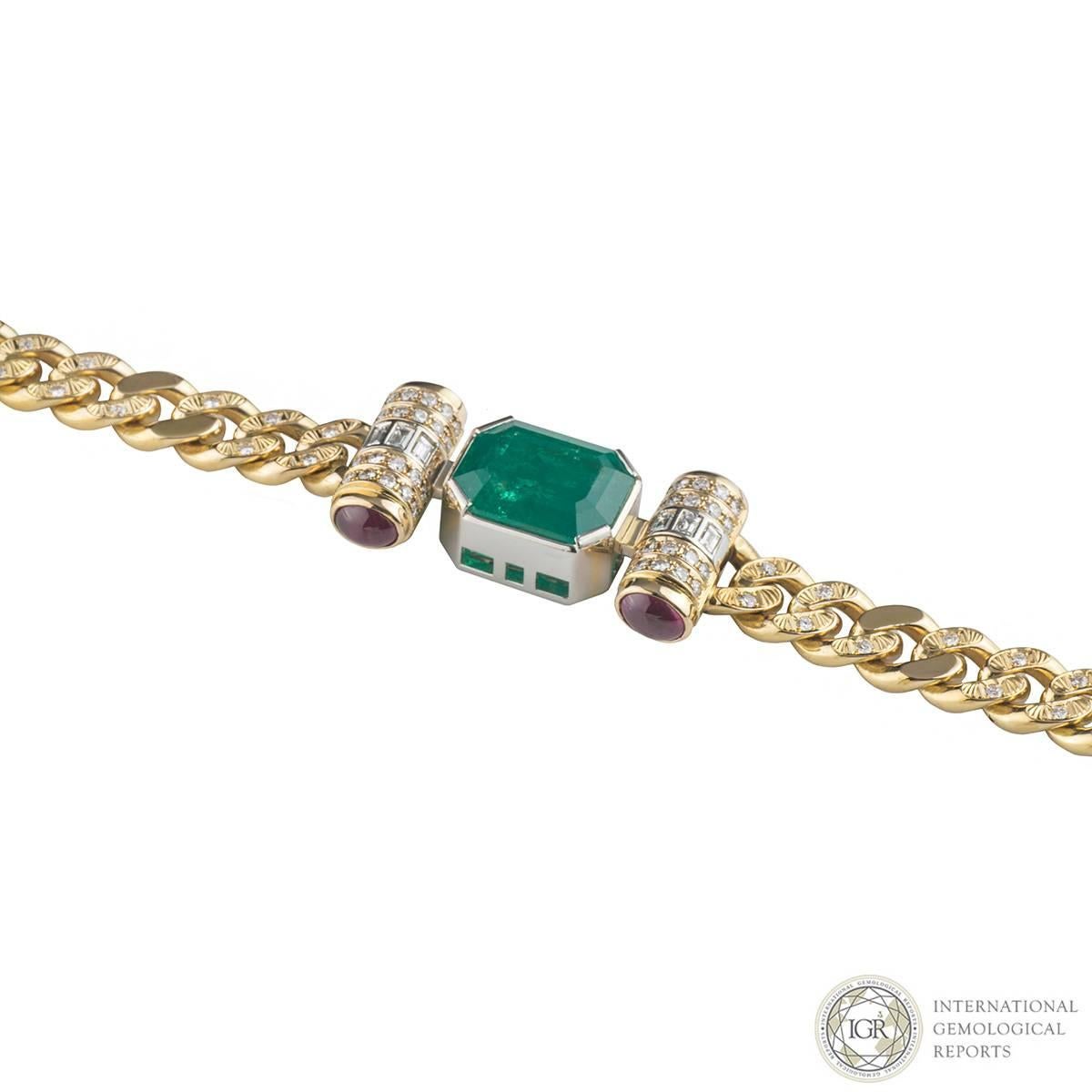 Emerald and Diamond Necklace 9.67 Carat In New Condition In London, GB