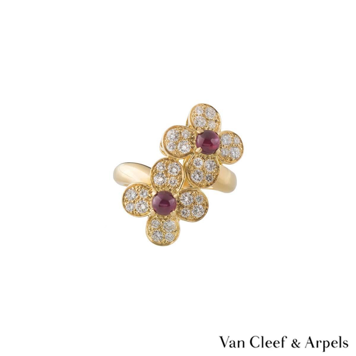 Van Cleef & Arpels Diamond and Ruby Alhambra Ring In Excellent Condition In London, GB