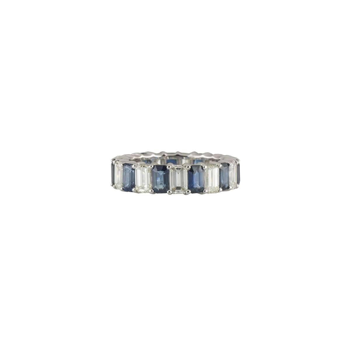 Baguette Cut Diamond and Sapphire Full Eternity Ring