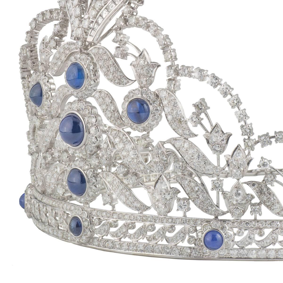 Women's or Men's Stunning Diamond and Sapphire Tiara