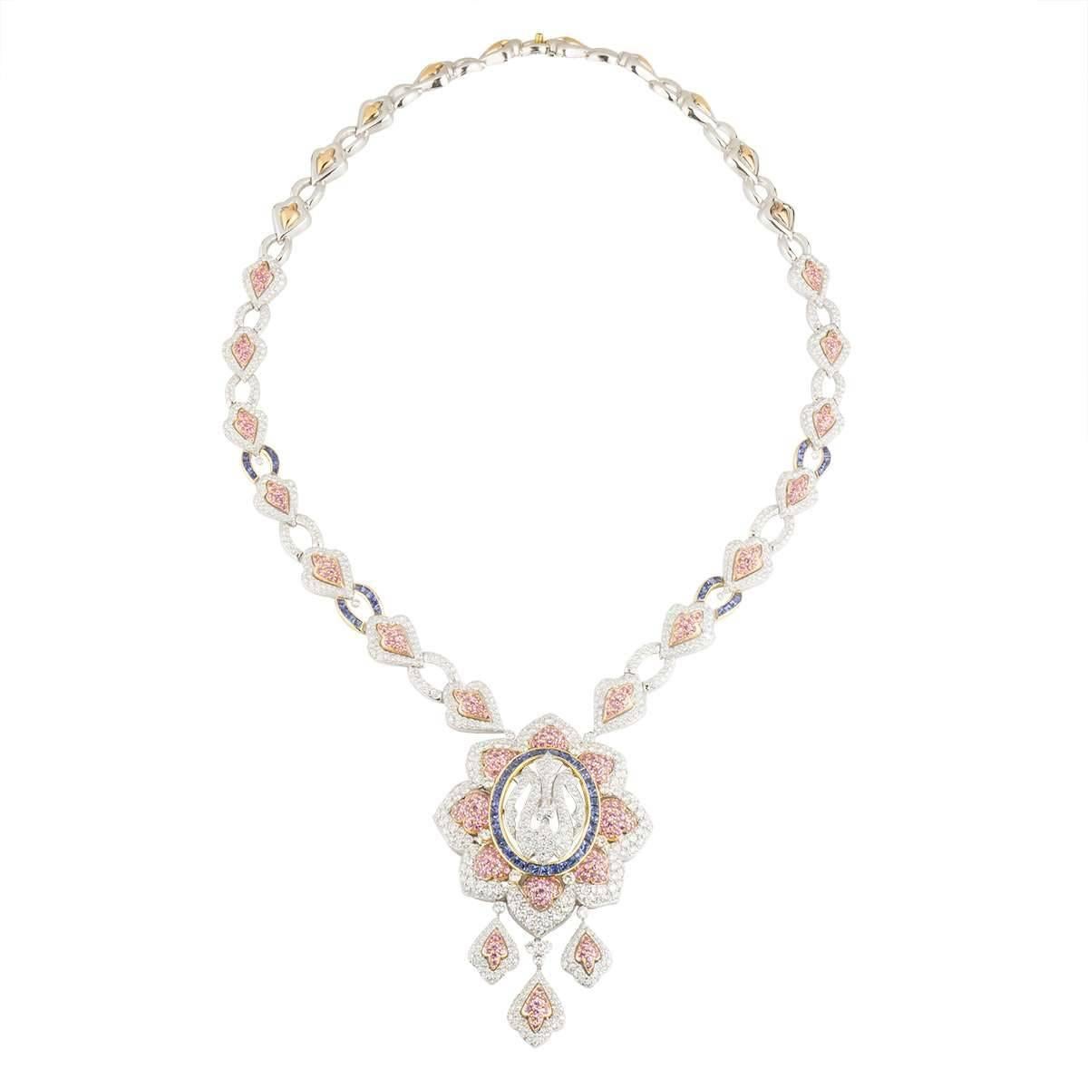 Women's Diamond, Sapphire and Topaz Allah Necklace