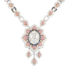 Diamond, Sapphire and Topaz Allah Necklace