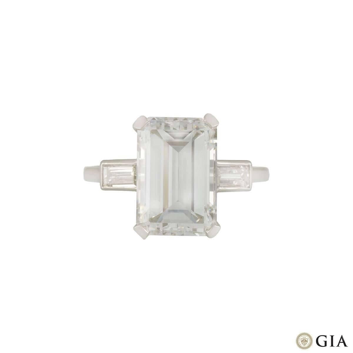 Women's GIA Certified Emerald Cut Three Stone Diamond Engagement Ring 7.02 Ct H/VS1