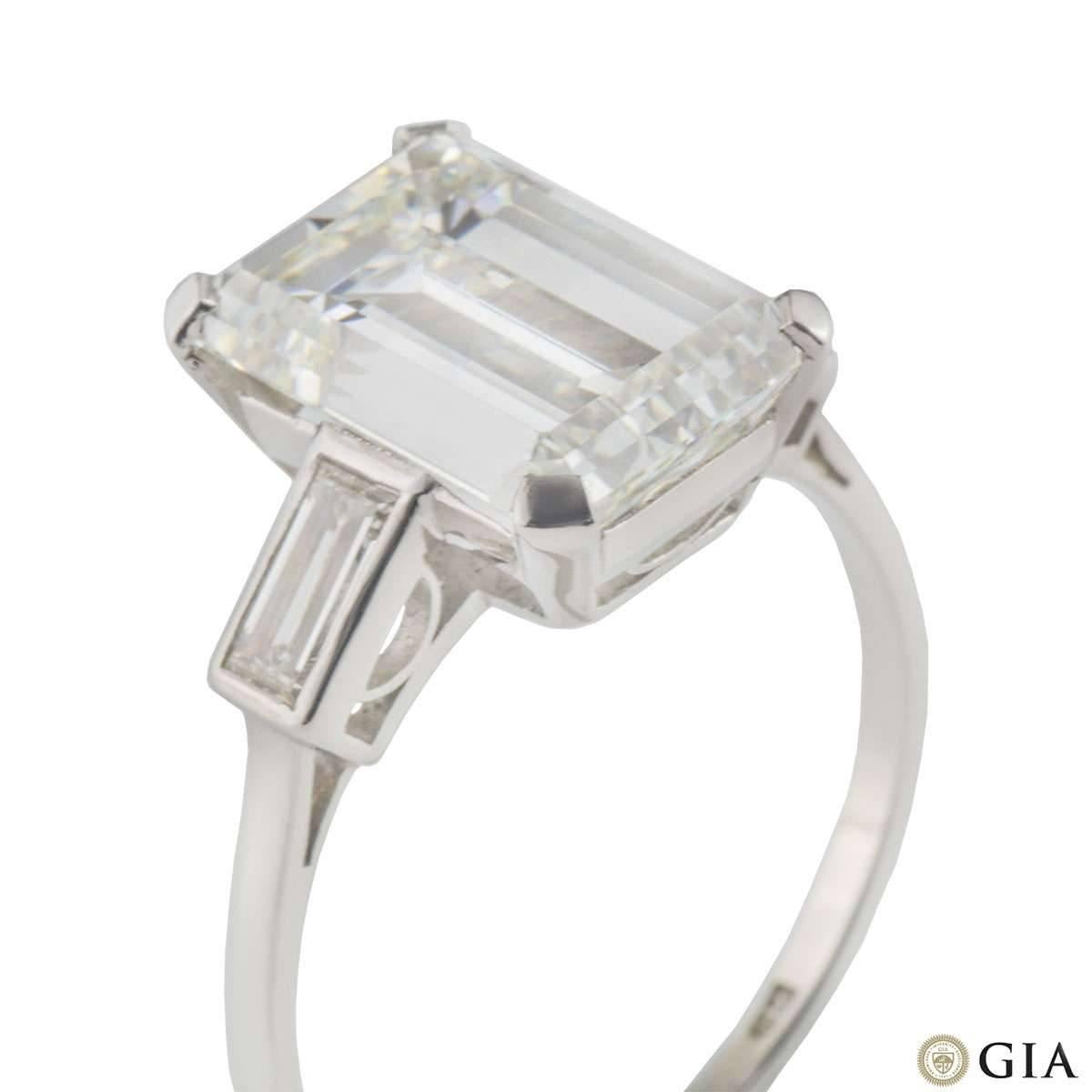 GIA Certified Emerald Cut Three Stone Diamond Engagement Ring 7.02 Ct H/VS1 2