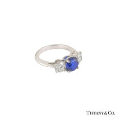 Tiffany & Co. Three Stone Diamond and Sapphire Ring