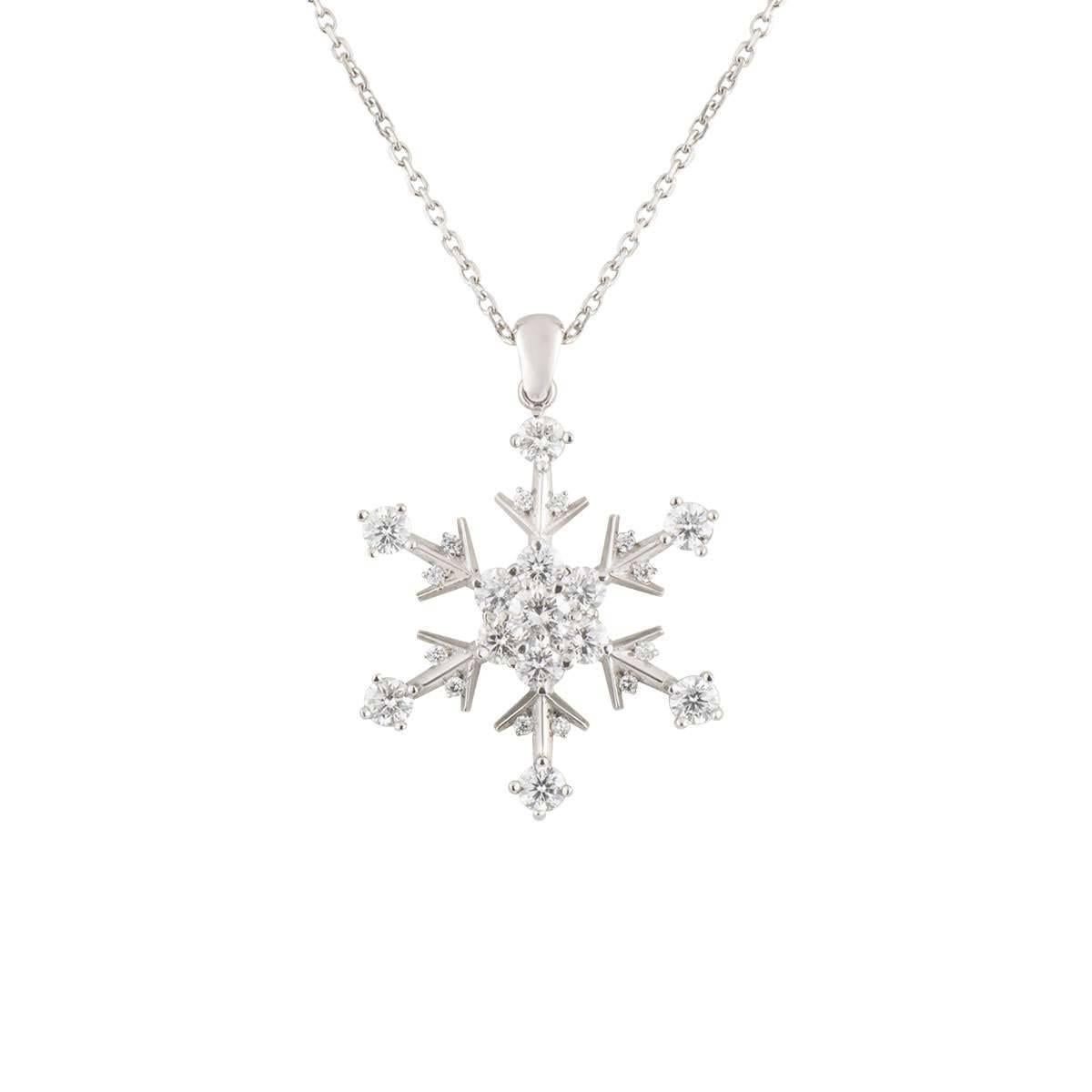 Snowflake Diamond Platinum Pendant Necklace