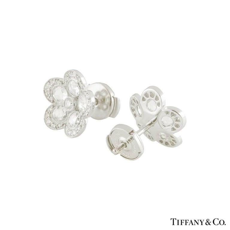 Tiffany And Co Platinum Diamond Garden Flower Earrings At 1stdibs Tiffany Co Platinum Diamond Garden Flower Earrings In Excellent Condition For London