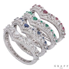 Graff Diamond, Emerald, Ruby and Sapphire Set Bangles