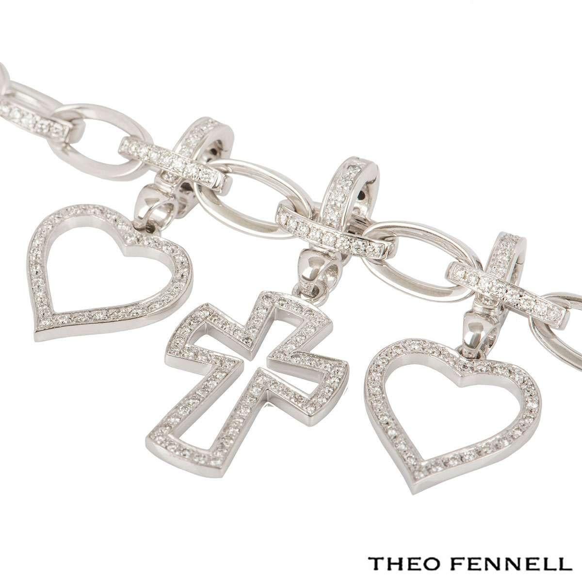 diamond charm bracelet white gold