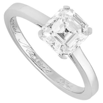 David Morris Platinum Emerald Cut Engagement Solitaire Ring 1.73ct D/VS2 GIA For Sale
