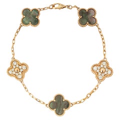 Van Cleef & Arpels Vintage Alhambra-Armband mit Diamanten und Perlmutt VCARP2R100