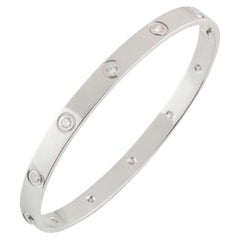 Cartier White Gold Full Diamond Love Bracelet Size 16 B6040716