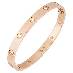 Cartier Rose Gold Full Diamond Love Bracelet Size 19 B6040619