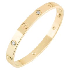 Cartier Yellow Gold Half Diamond Love Bracelet Size 16 B6035916