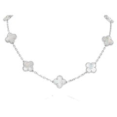 Van Cleef & Arpels White Gold Vintage Alhambra 10 Motif Necklace VCARF48500
