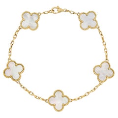 Van Cleef & Arpels Yellow Gold Vintage Alhambra 5 Motif Bracelet VCARA41800