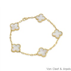 Van Cleef & Arpels Yellow Gold Vintage Alhambra 5 Motif Bracelet VCARA41800