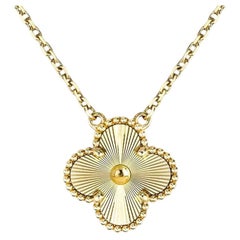 Van Cleef & Arpels Yellow Gold Guilloche Vintage Alhambra Pendant VCARP4KL00