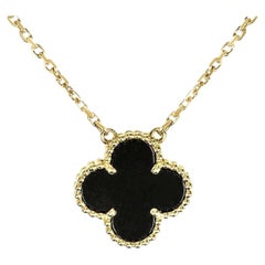 Van Cleef & Arpels Yellow Gold Vintage Alhambra Onyx Necklace VCARA45800