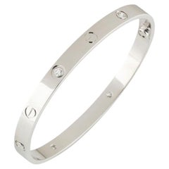 Cartier White Gold Half Diamond Love Bracelet Size 16 B6035816