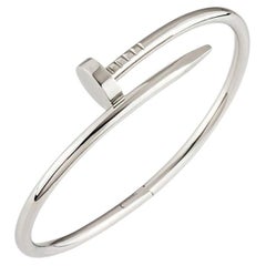 Cartier White Gold Plain Juste Un Clou Bracelet Size 16 B6048316