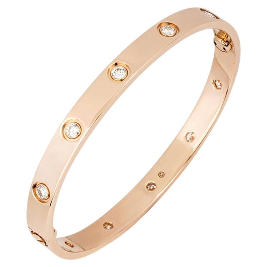 Cartier Love Rose and White Gold Diamond Bracelet Size 16 N6039116 For ...