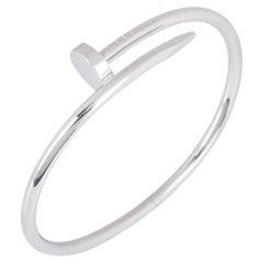 Cartier White Gold Plain Juste Un Clou Bracelet Size 17 B6048317