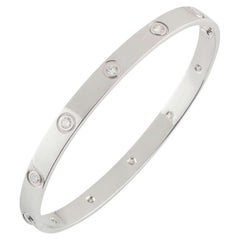 Cartier White Gold Full Diamond Love Bracelet Size 19 B6040719